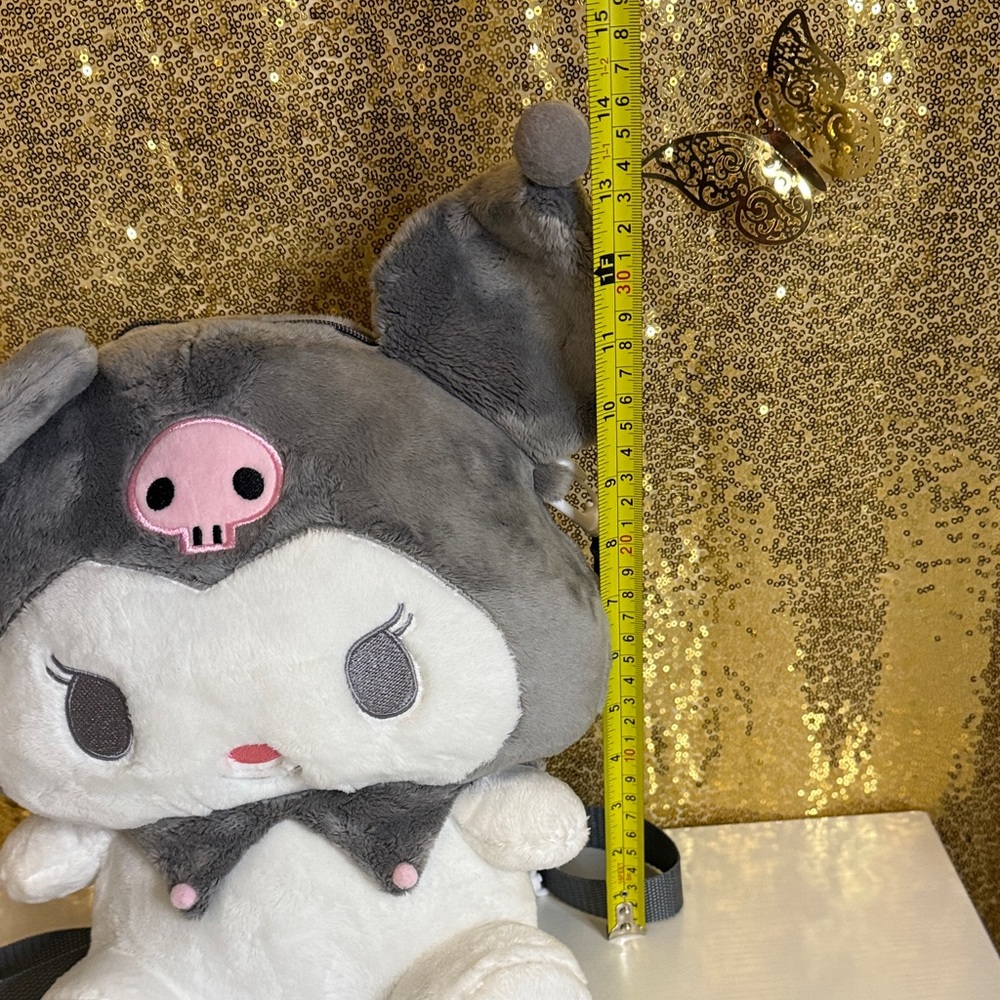 Sanrio Kuromi Gray and White Stuffed Animal Backpack - Picture 7 of 8